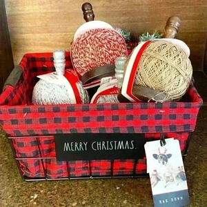 NEW Rae Dunn - MERRY CHRISTMAS - buffalo checked black wire basket - So Cute!